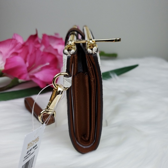 🌺NWT Michael Kors double zip wristlet Vanilla MK - Picture 2 of 7